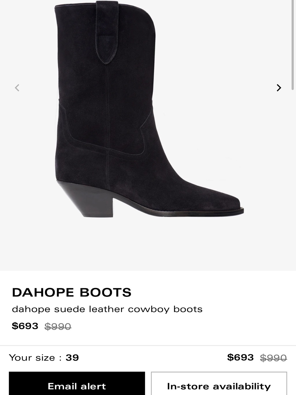 Isabel Marant Black Suede Cowboy Boots